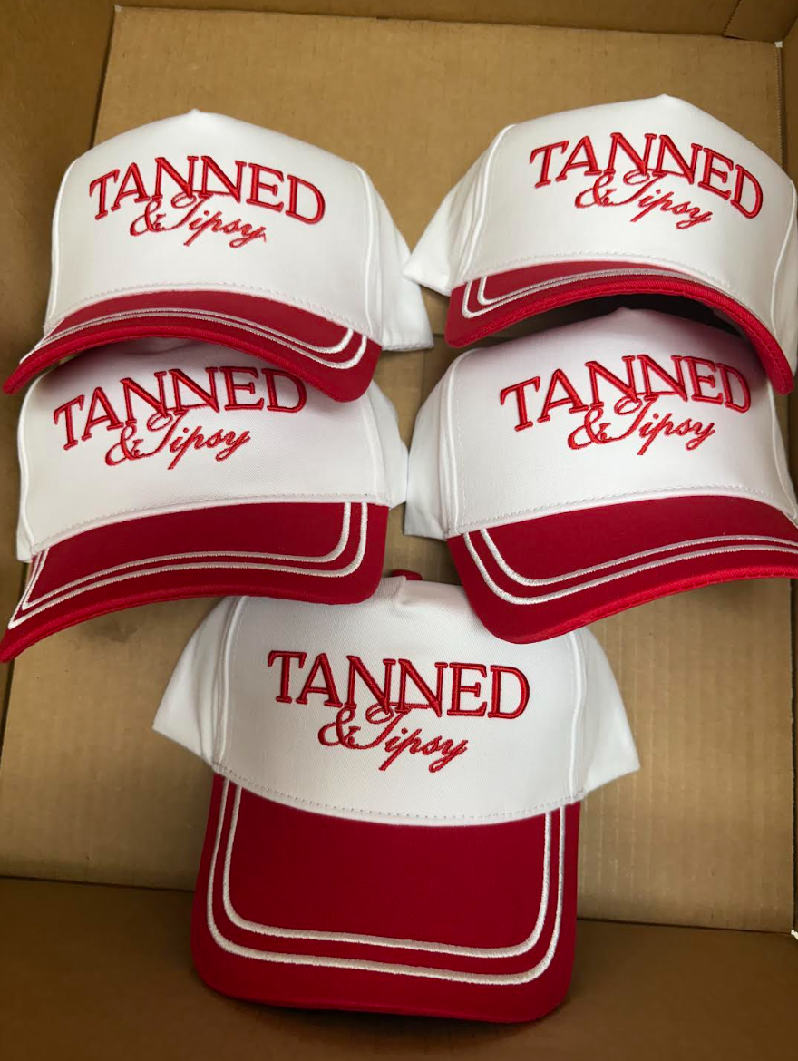 Tanned & Tipsy - Red/Beige Vintage Trucker Hat