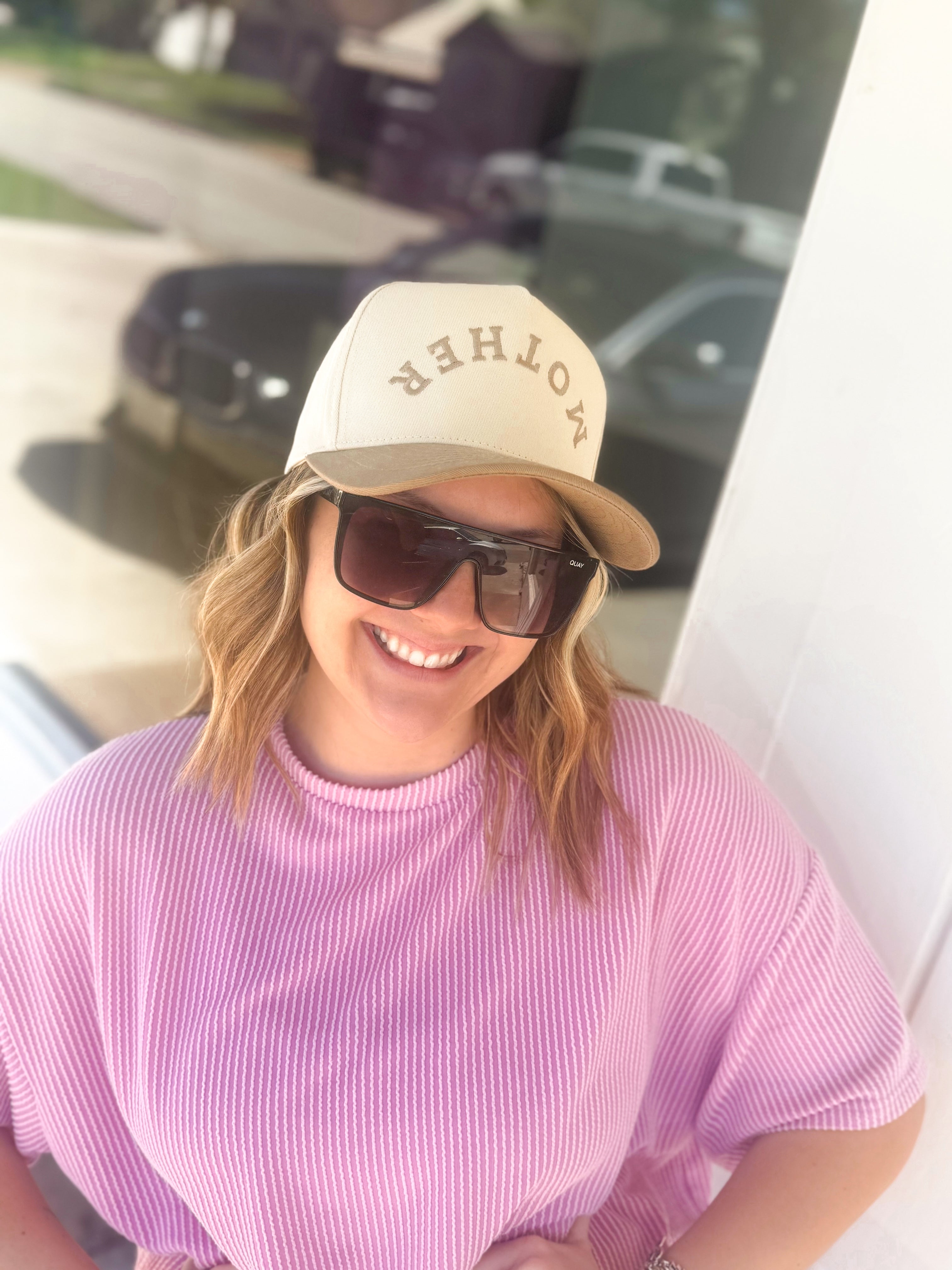 MOTHER Upside Down Lettering Embroidery Cap