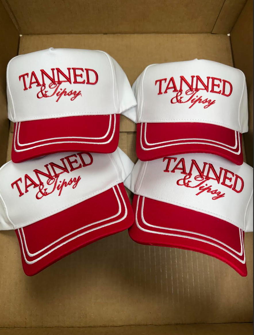 Tanned & Tipsy - Red/Beige Vintage Trucker Hat