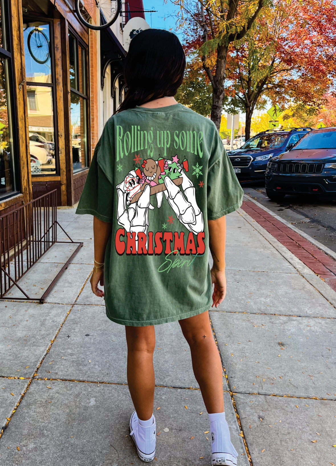 Rolling Up Some Christmas Spirit - Graphic Tee + Crewneck