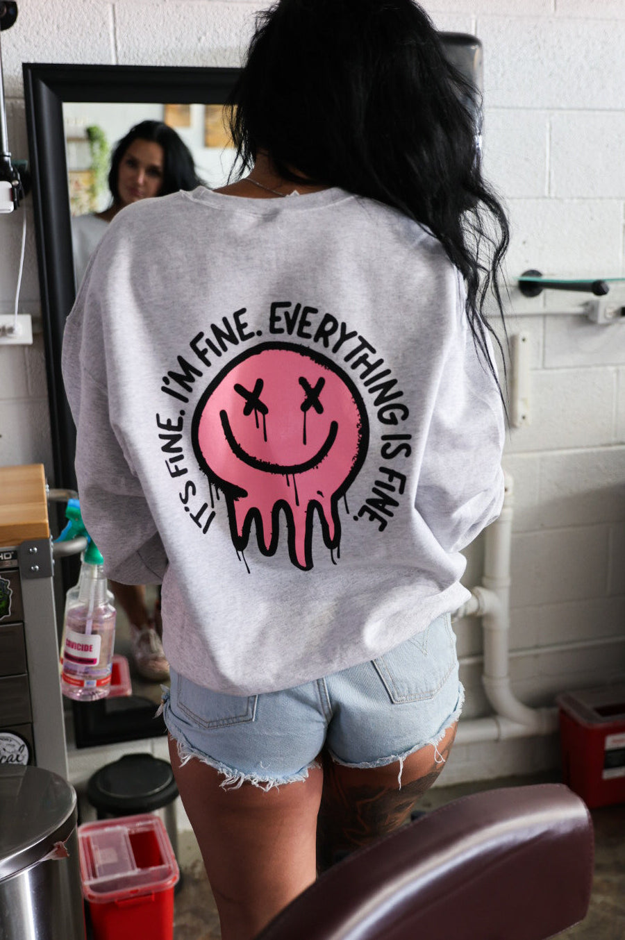 It's Fine Smiley Crewneck Sweatshirt