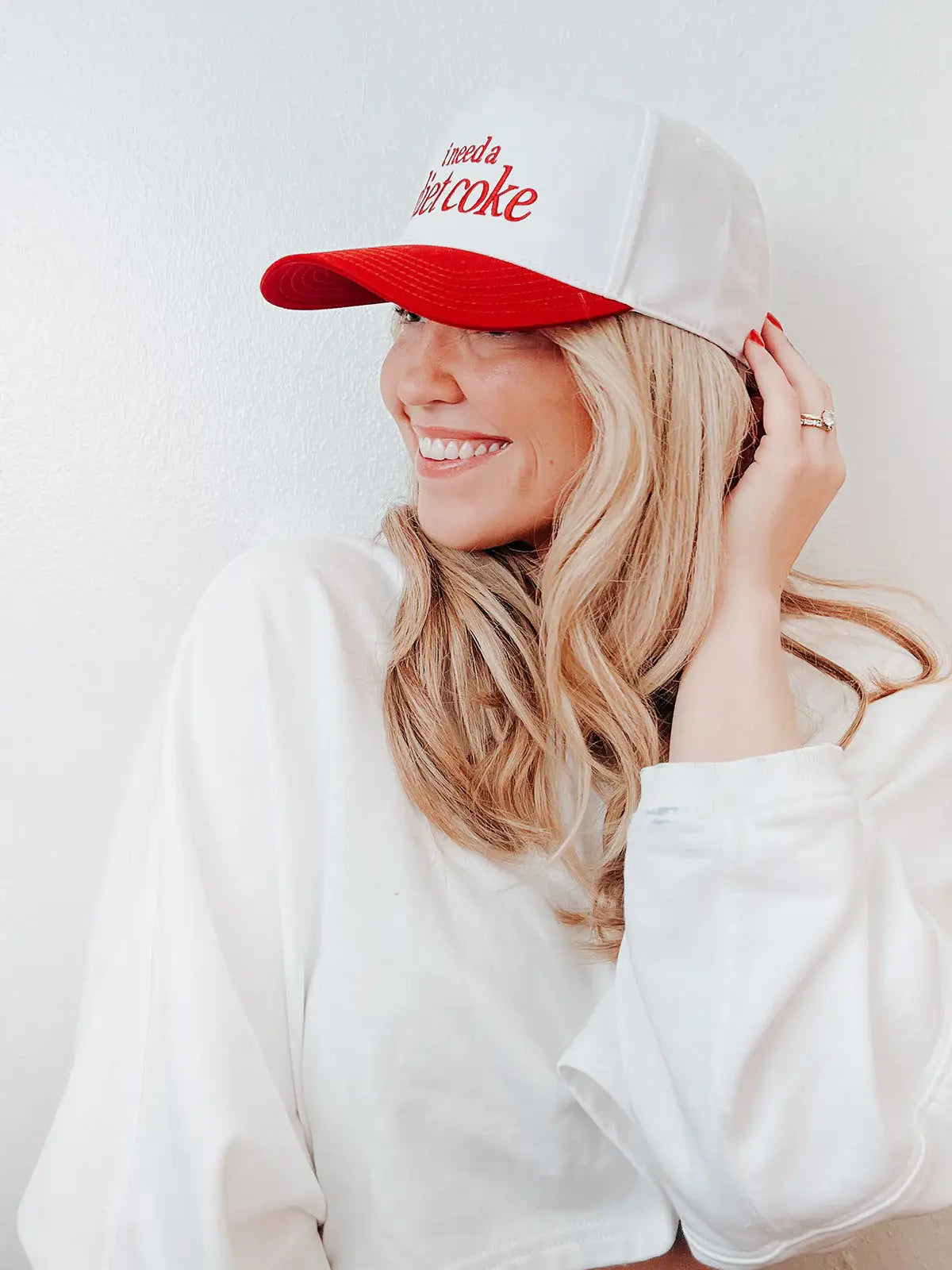 I Need a Diet Coke Embroidered Trucker Hat - Red and White