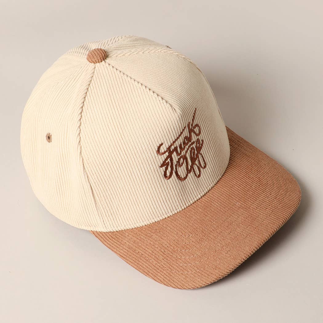 Fuck Off Corduroy Trucker Baseball Cap