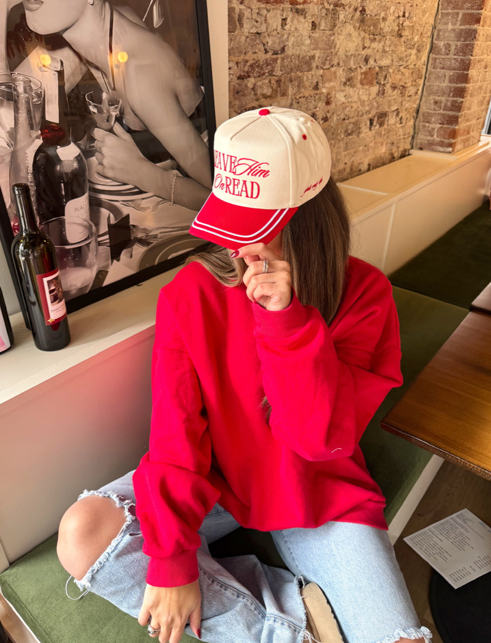 Leave Him On Read - Red Vintage Hat